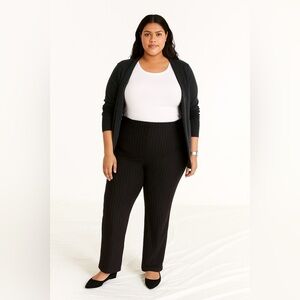 Vintage Womens 90s Jersey Knit Pinstripe Pants Size 22/24 Dark Office Stretch